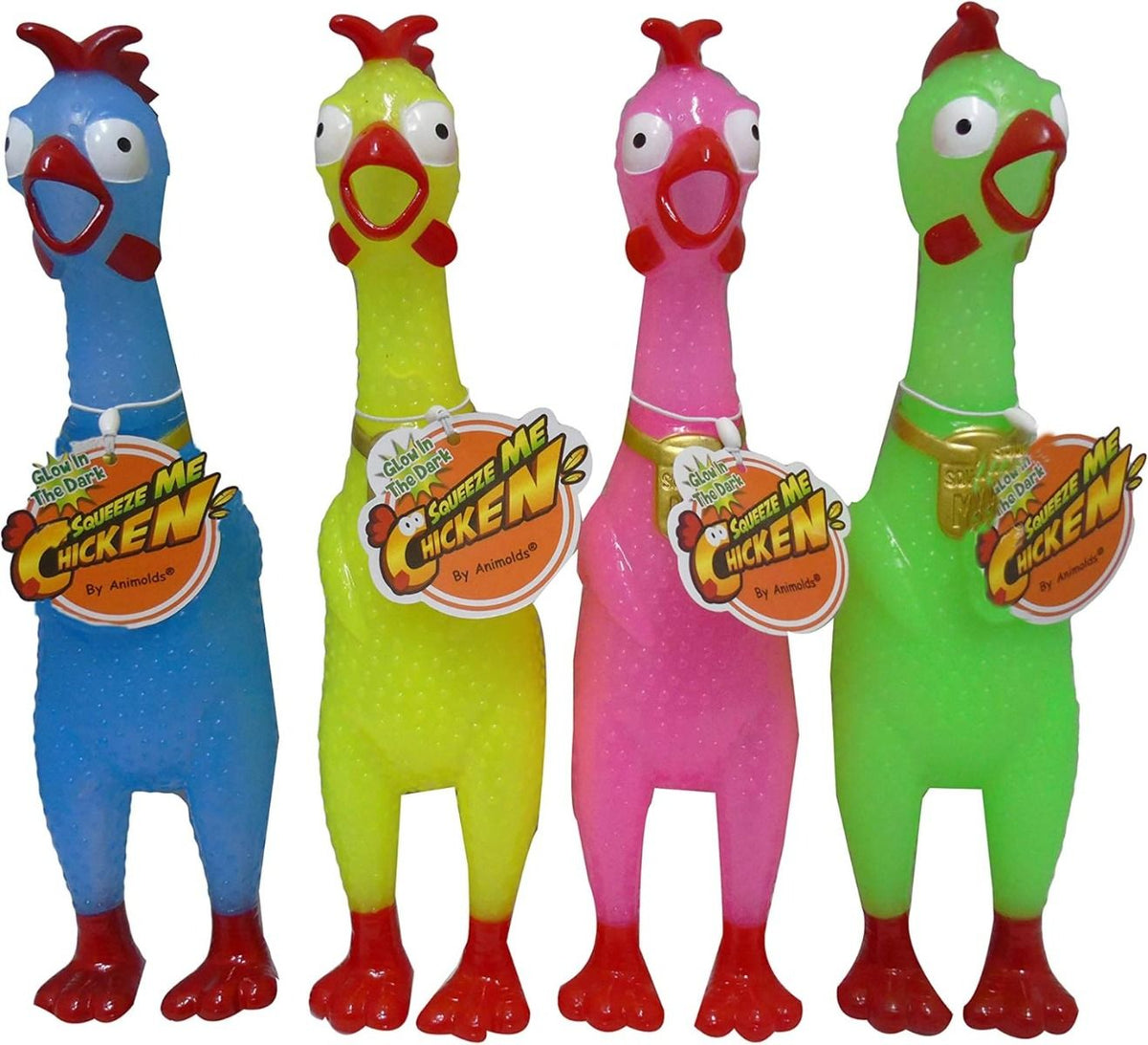 12.5-Inch Animolds Squeeze Me Rubber Chicken Toy