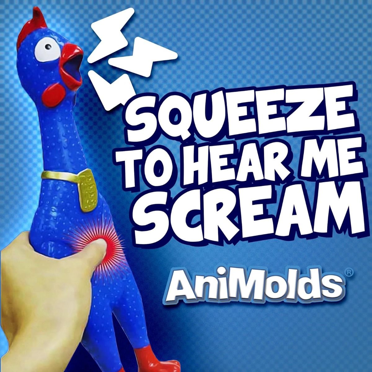 12.5-Inch Animolds Squeeze Me Rubber Chicken Toy