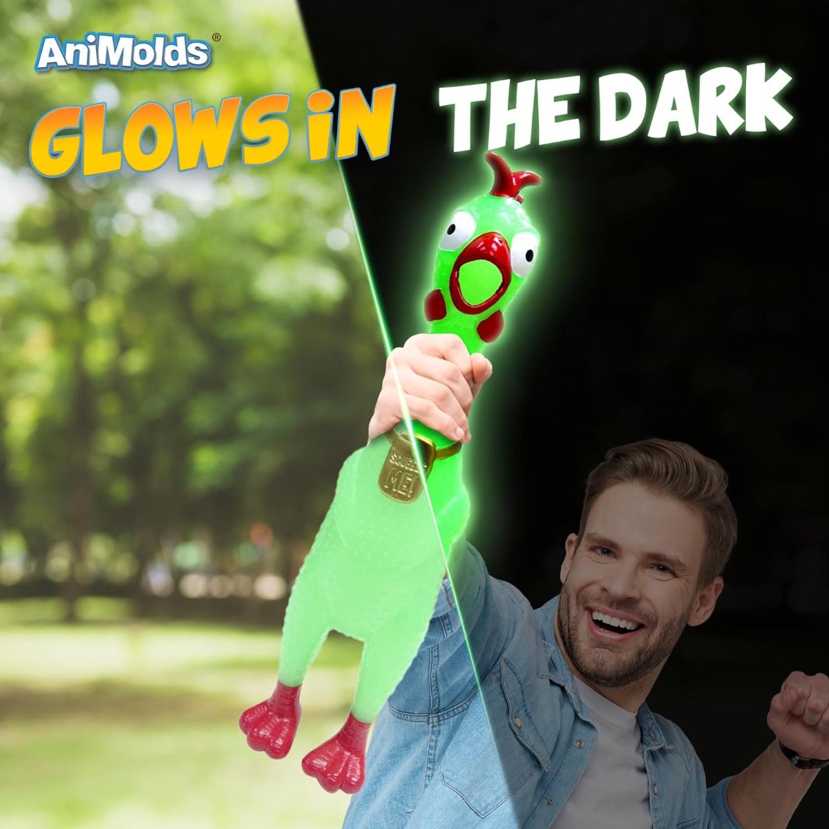 12.5-Inch Animolds Squeeze Me Rubber Chicken Toy