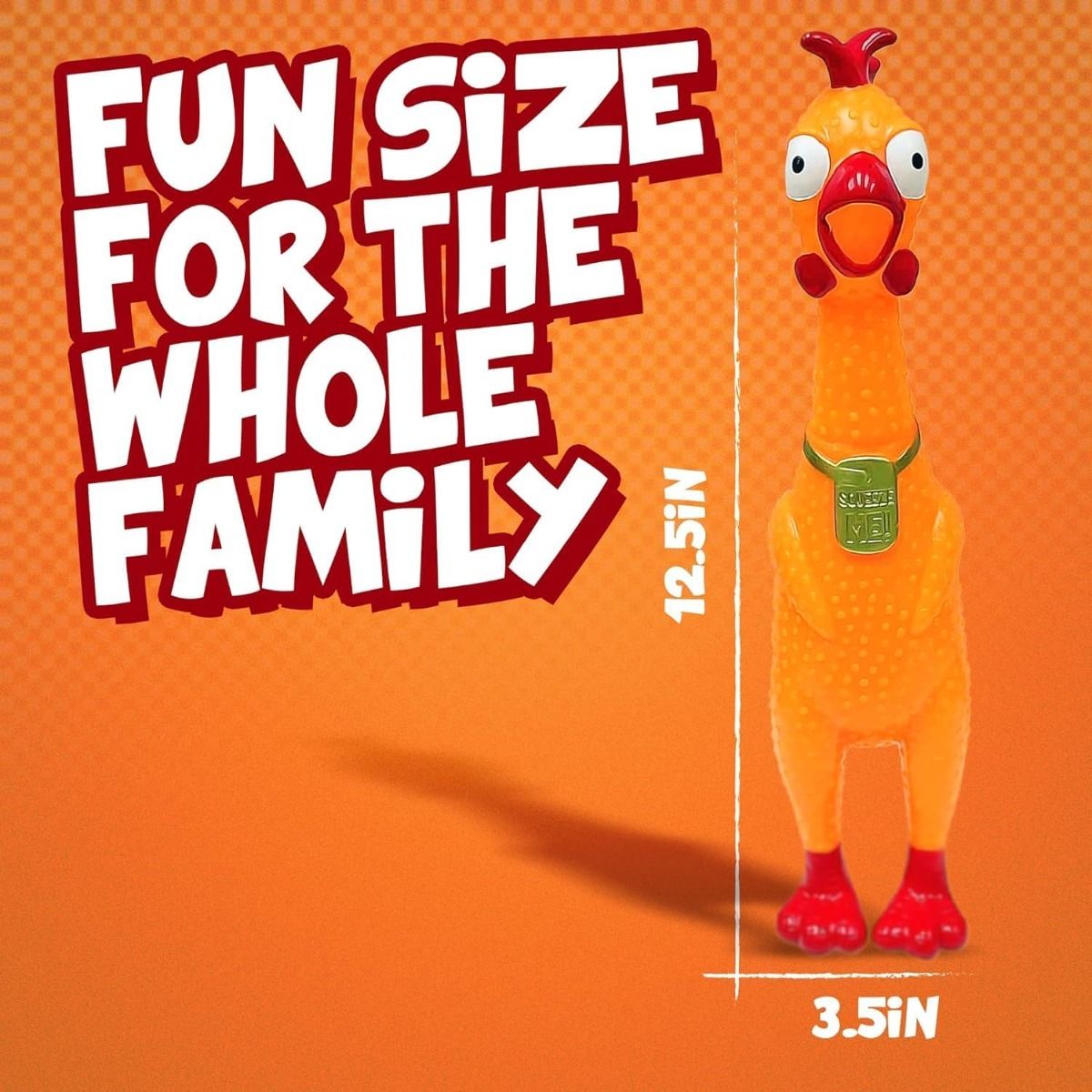 12.5-Inch Animolds Squeeze Me Rubber Chicken Toy
