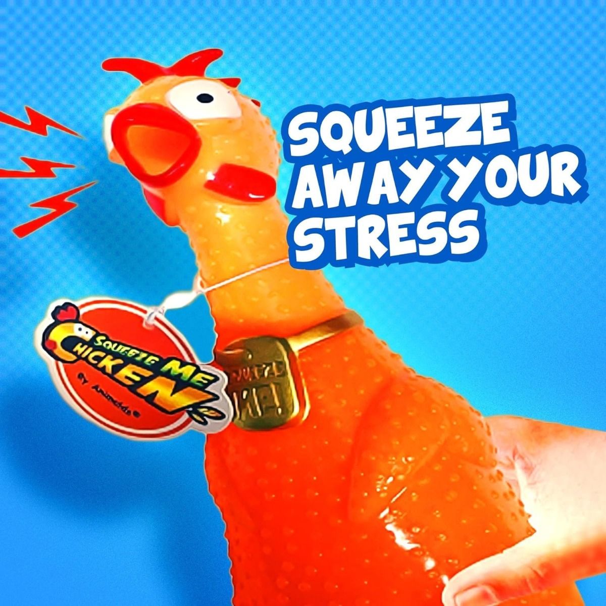 12.5-Inch Animolds Squeeze Me Rubber Chicken Toy